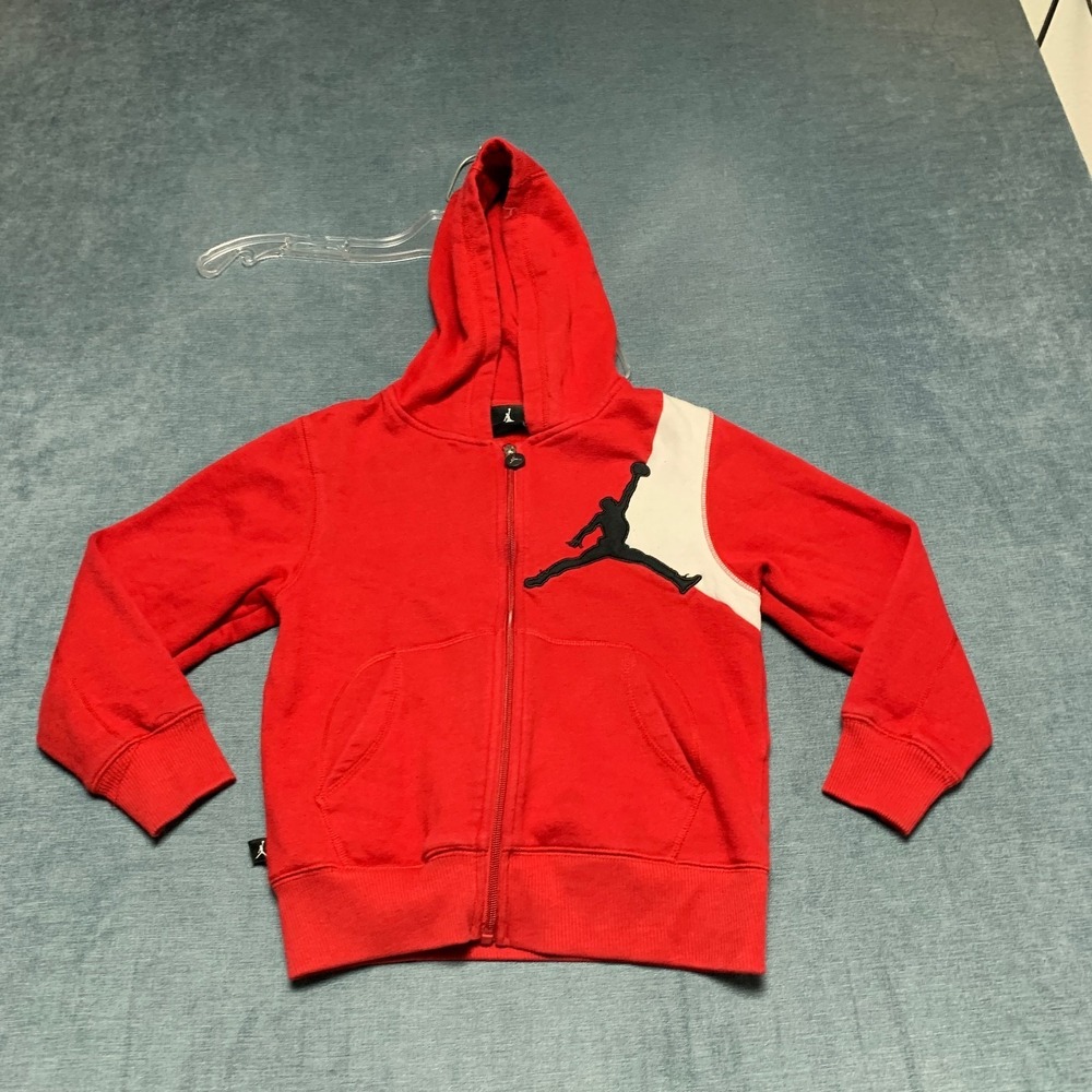 Jordan Hoodie Jacket Youth Boys Small 8-10 Red Long Sleeve Jumpman Logo Full Zip